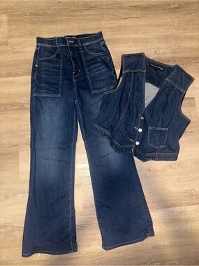 Veronica Beard Jeans Denim Vest + Wide-Leg Jeans Matching Set – L / 29